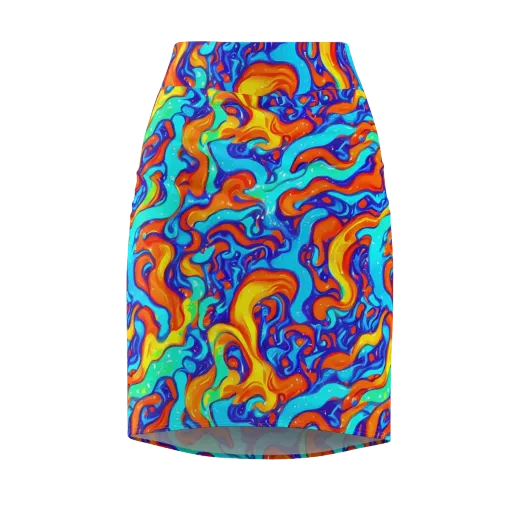 Painted Pulse on a Pencil Skirt