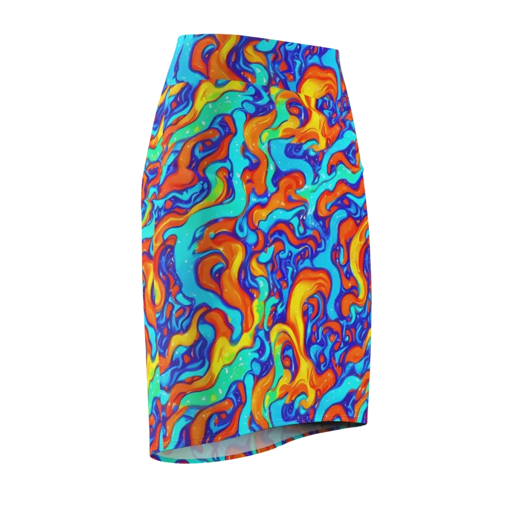 Painted Pulse on Pencil Skirt — Front Side
