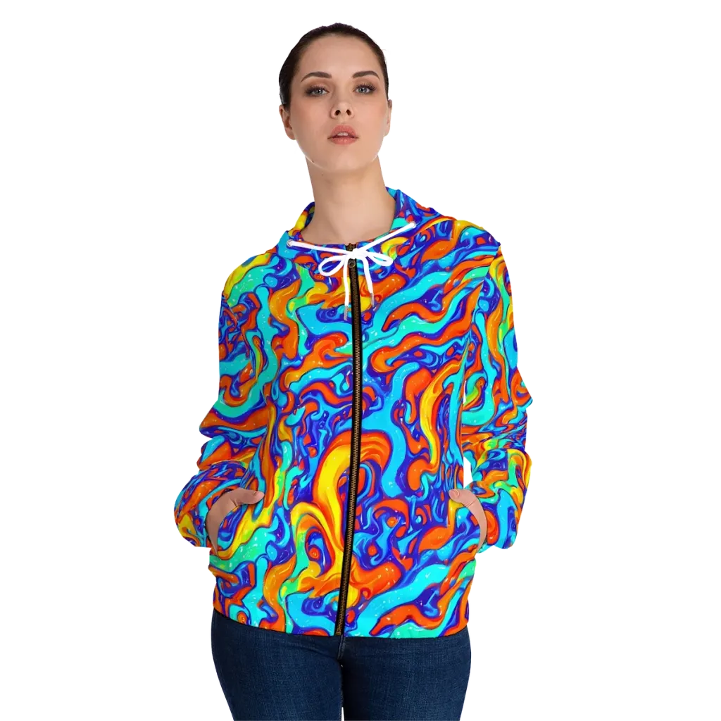 Painted Pulse on Women's Full-Zip Hoodie — Front On Person