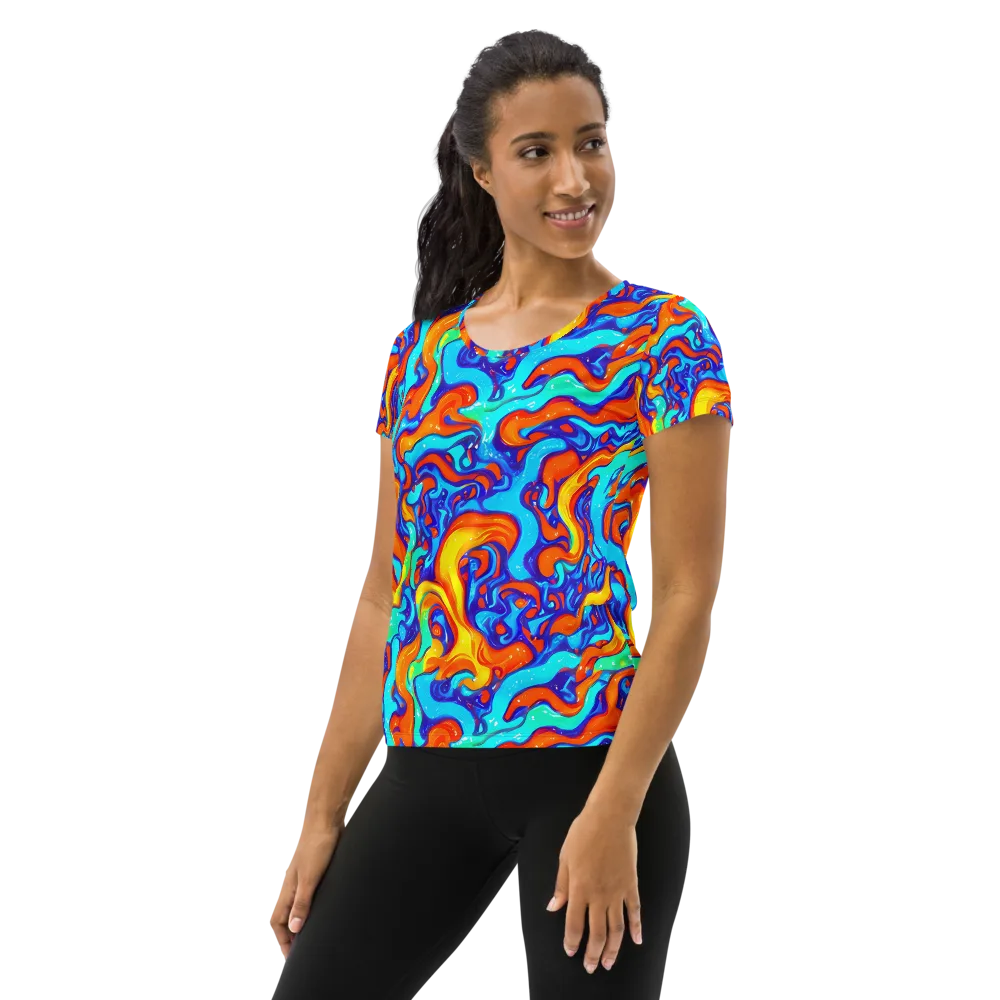 Painted Pulse on Women's Athletic T-Shirt — Left