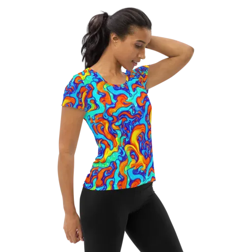 Painted Pulse on a Women's Athletic T-Shirt