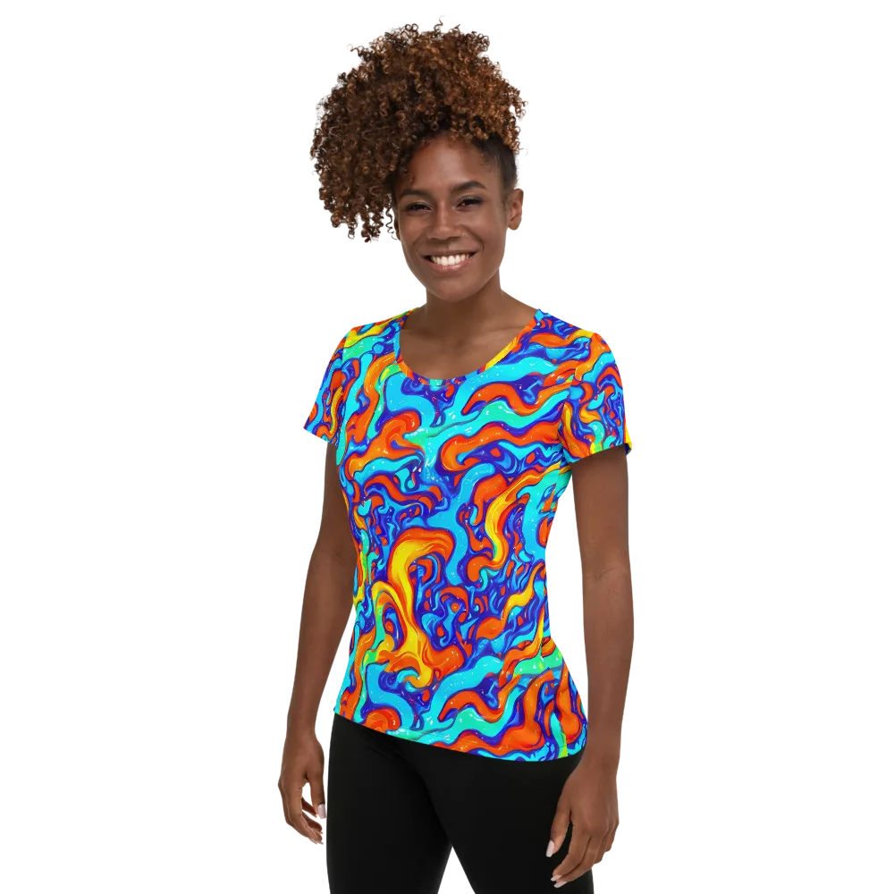 Painted Pulse on Women's Athletic T-Shirt — Left