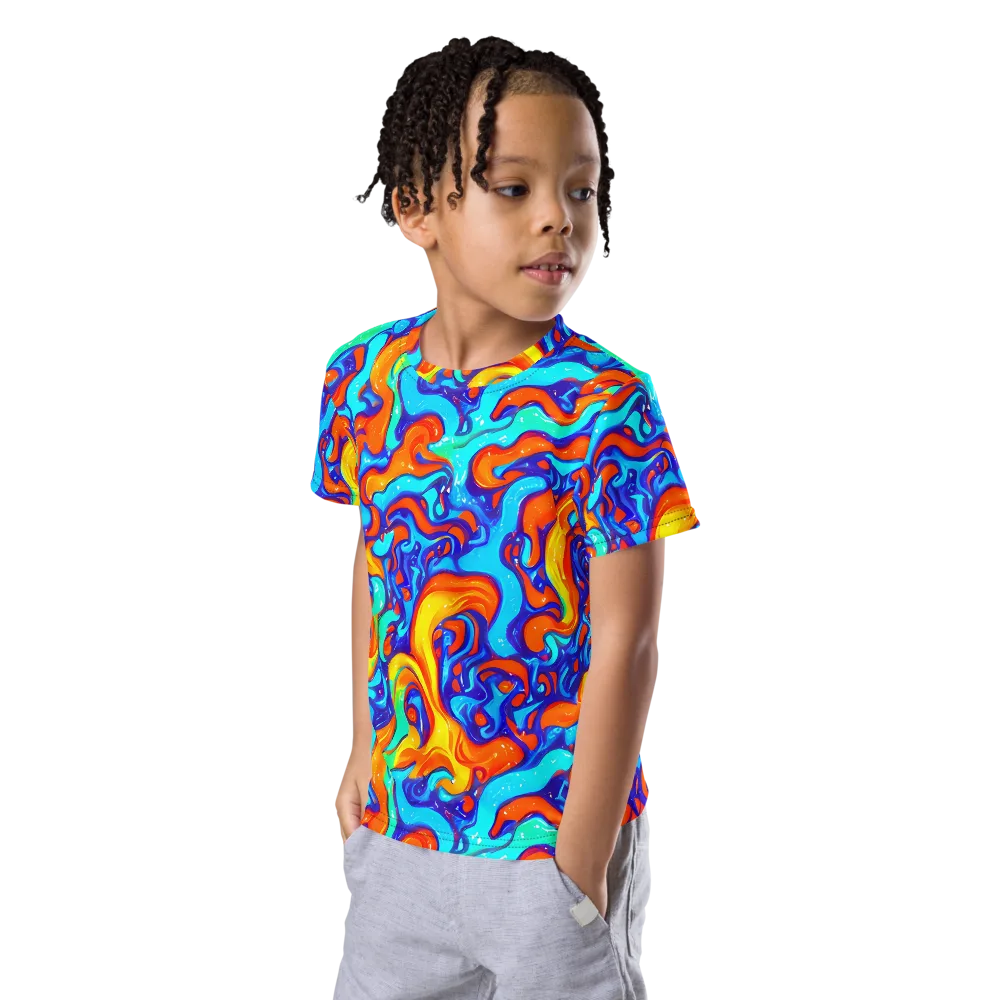 Painted Pulse on Kids Crew Neck T-Shirt — Left Front