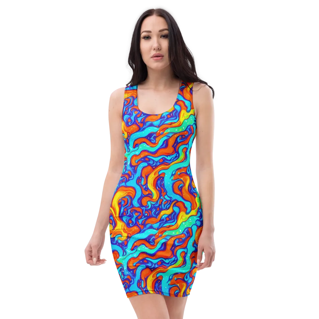 Painted Pulse on Bodycon Dress — Front