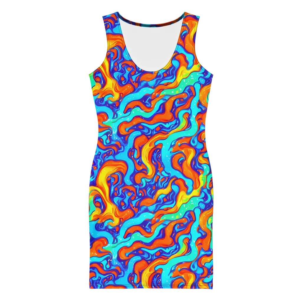 Painted Pulse on Bodycon Dress — Front