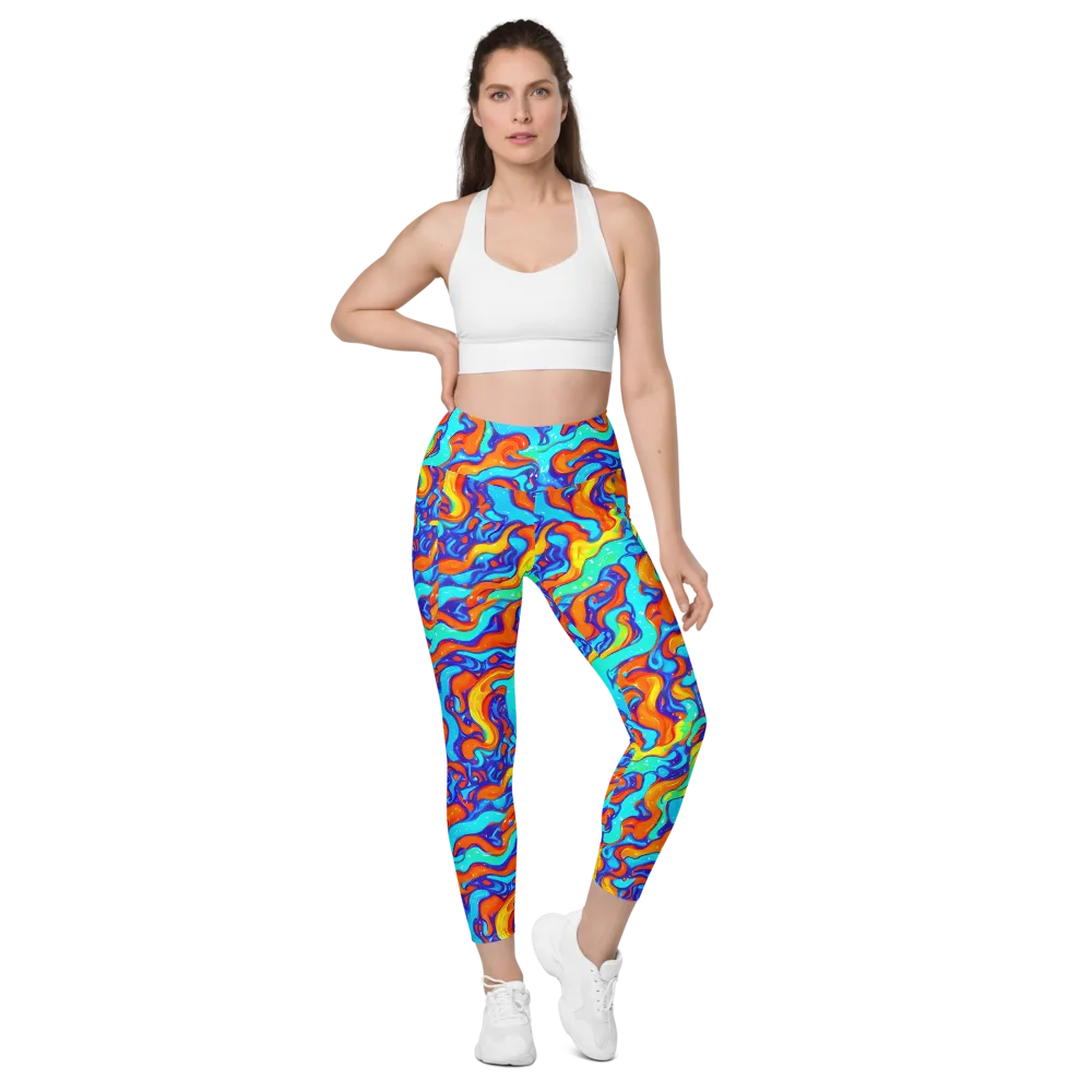 Painted Pulse on Leggings with Pockets — Front