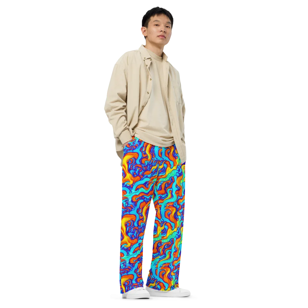 Painted Pulse on Wide-Leg Pants — Right Front