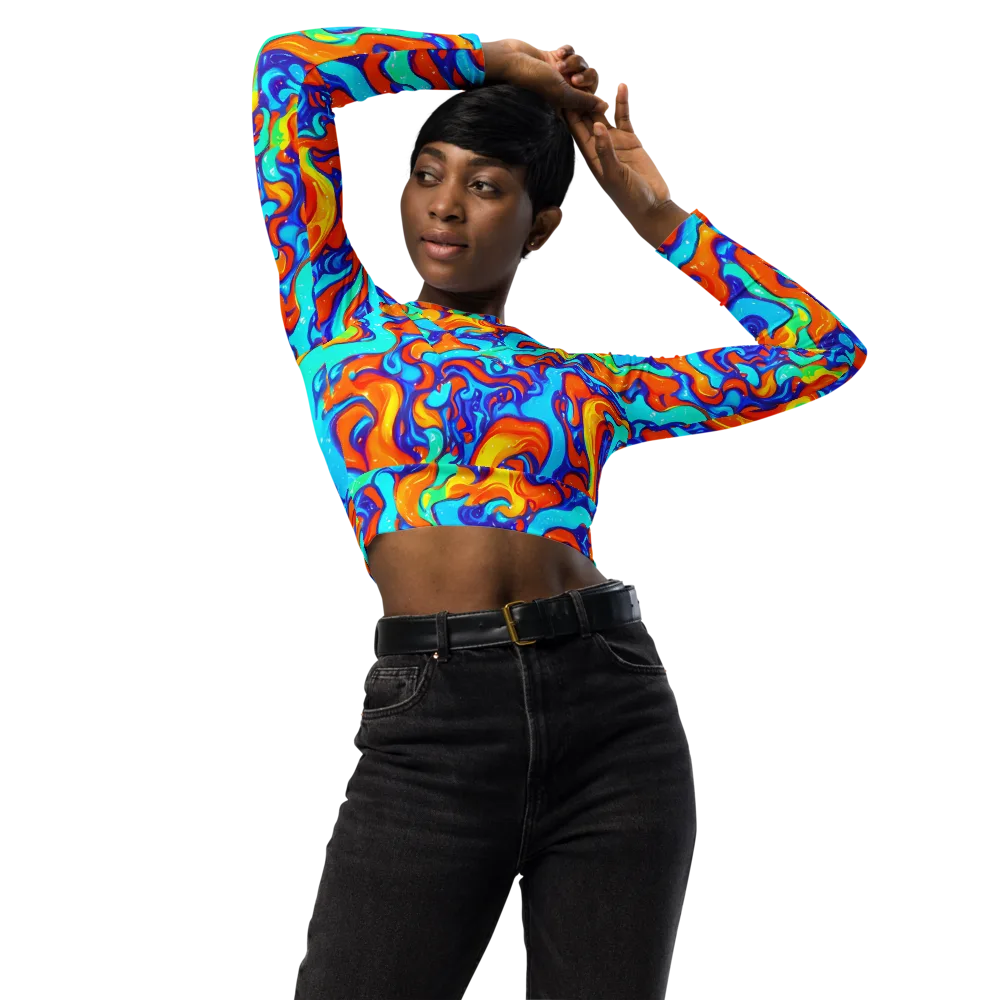 Painted Pulse on Long Sleeve Crop Top — Front
