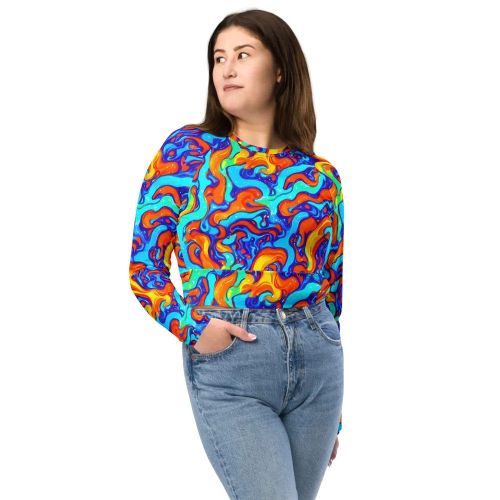 Painted Pulse on Long Sleeve Crop Top — Front