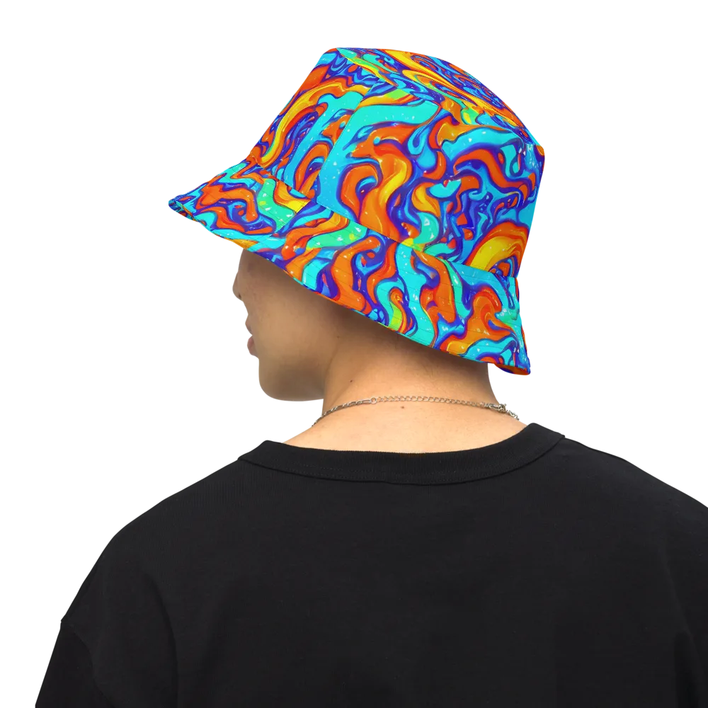 Painted Pulse on Reversible Bucket Hat — Back Inside