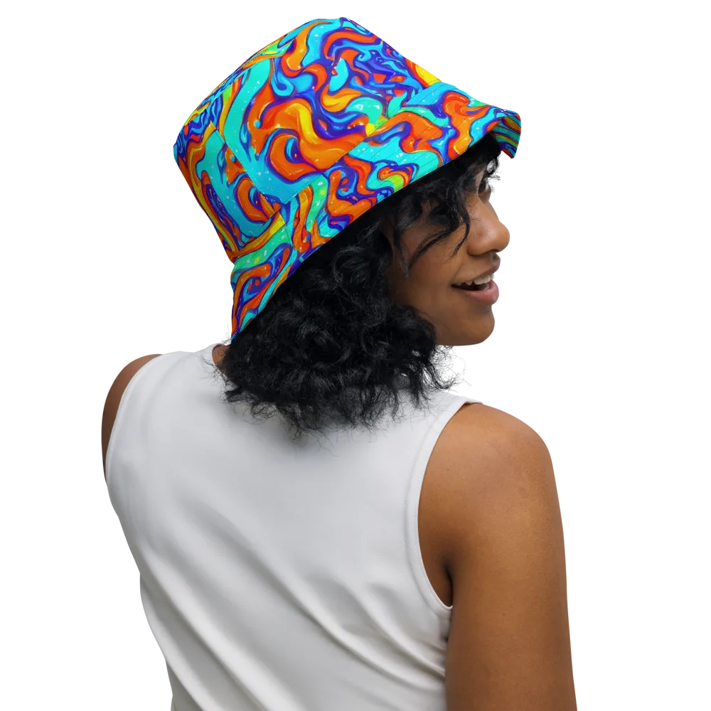 Painted Pulse on Reversible Bucket Hat — Right Outside