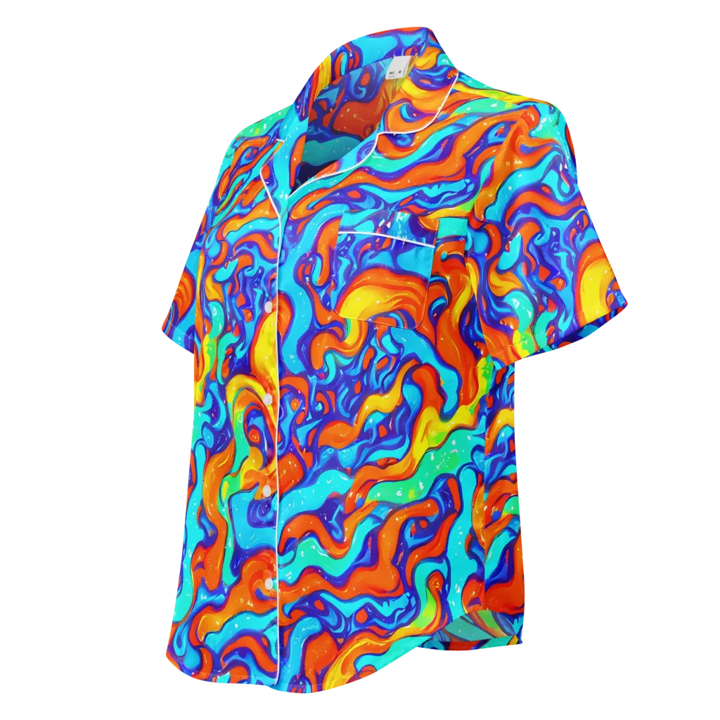Painted Pulse on Women's Short Sleeve Pajama Top — Left Front