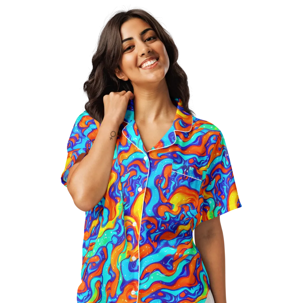 Painted Pulse on Women's Short Sleeve Pajama Top — Front
