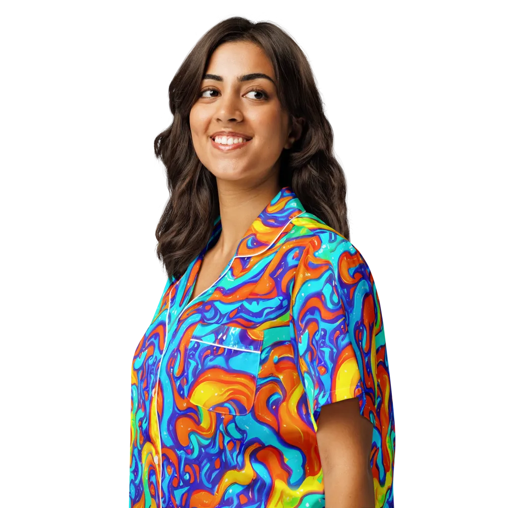 Painted Pulse on Women's Short Sleeve Pajama Top — Left Front
