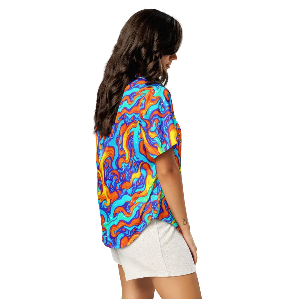 Painted Pulse on Women's Short Sleeve Pajama Top — Right Back