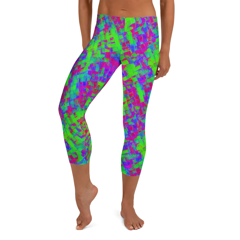 Neon Tapestry on Capri Leggings — Front