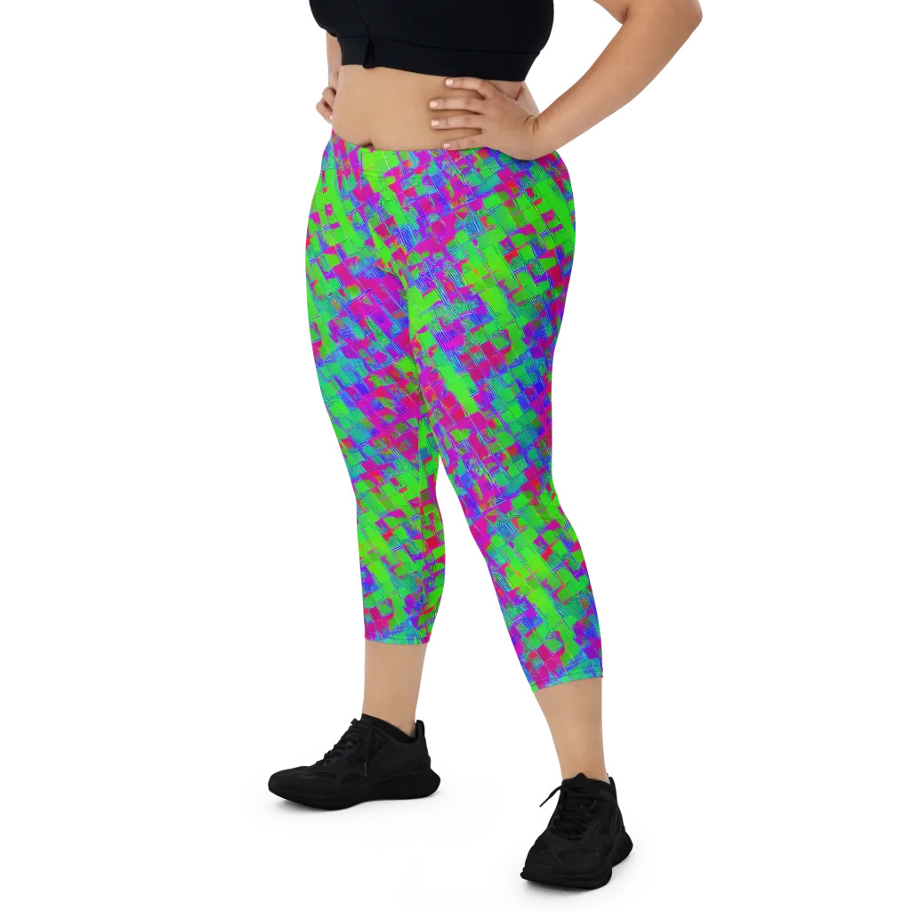 Neon Tapestry on Capri Leggings — Front