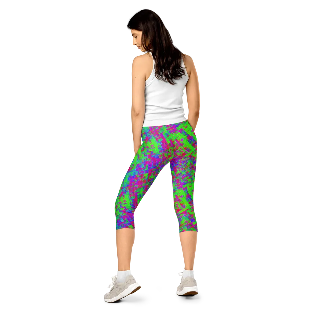 Neon Tapestry on Capri Leggings — Back