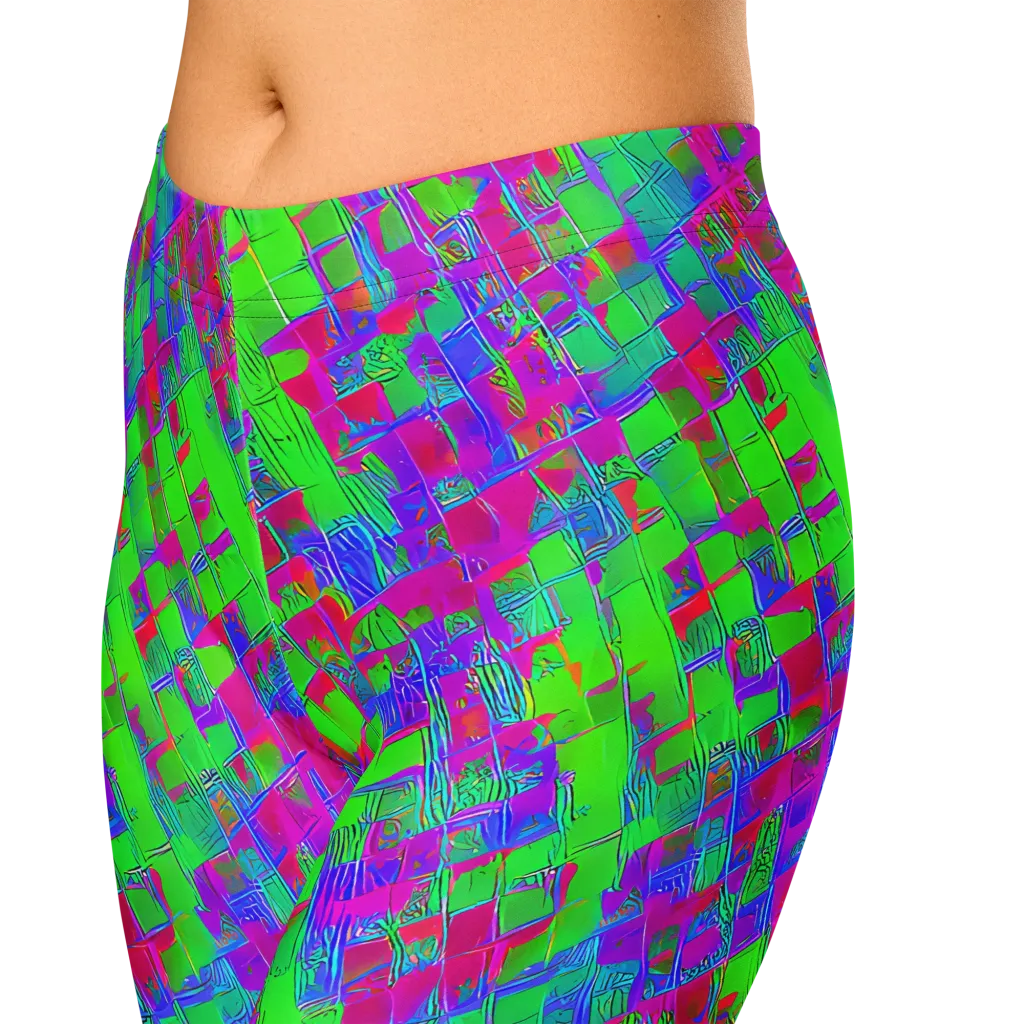 Neon Tapestry on Capri Leggings — Zoomed-in