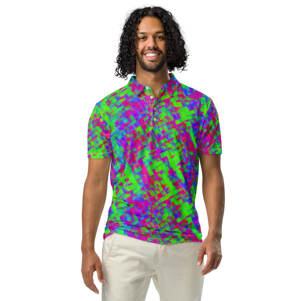Neon Tapestry on Men's Slim Fit Polo Shirt — Front