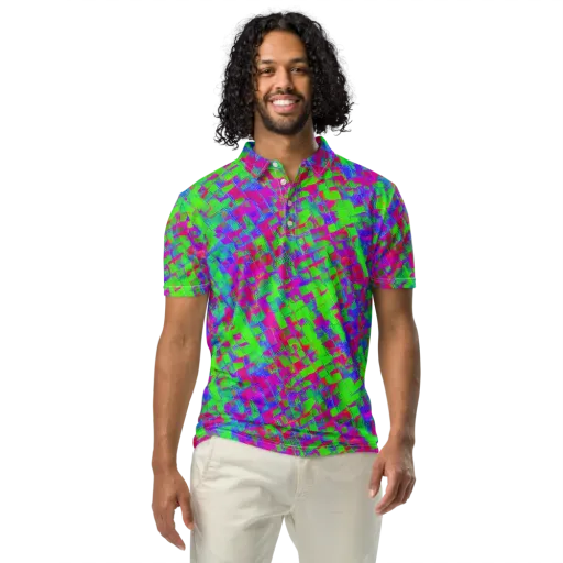 Neon Tapestry on a Men's Slim Fit Polo Shirt
