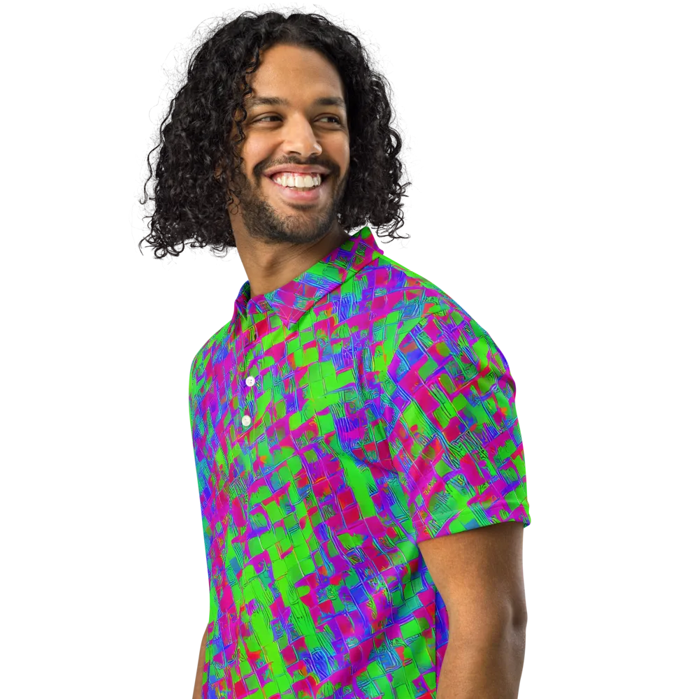 Neon Tapestry on Men's Slim Fit Polo Shirt — Left Front