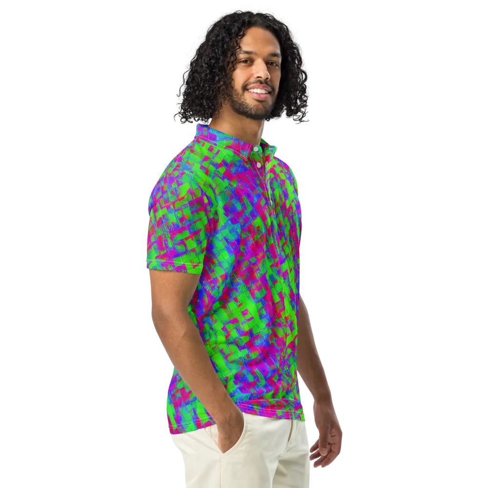 Neon Tapestry on Men's Slim Fit Polo Shirt — Right Front