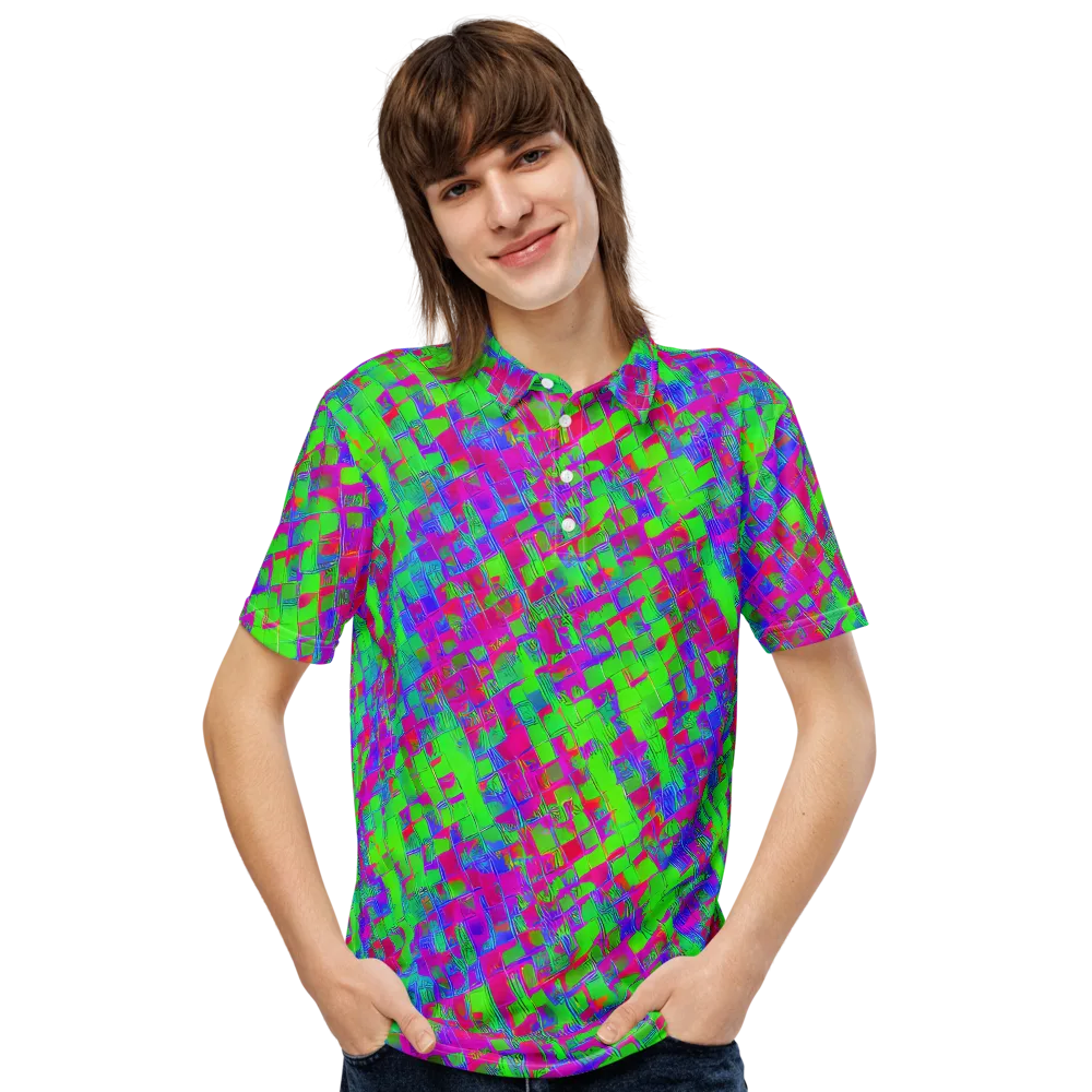 Neon Tapestry on Men's Slim Fit Polo Shirt — Front