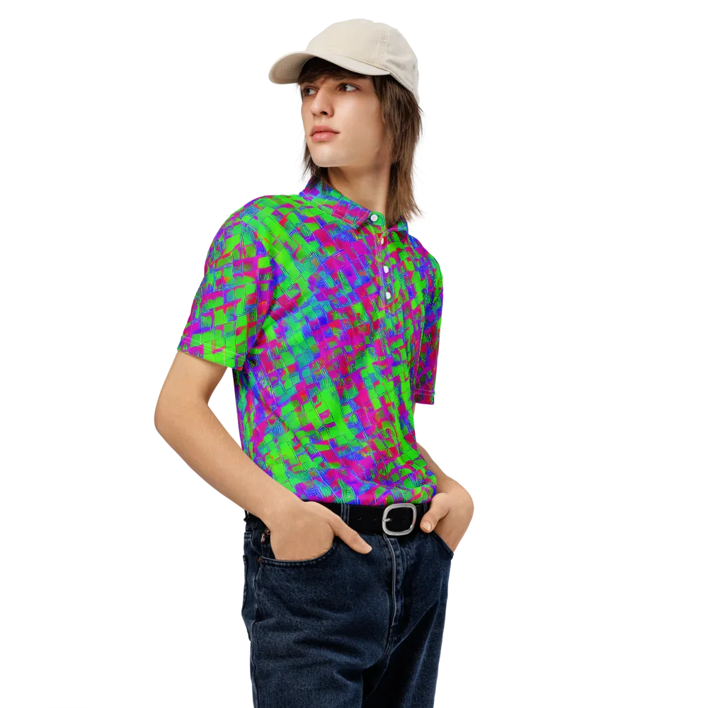 Neon Tapestry on Men's Slim Fit Polo Shirt — Right Front