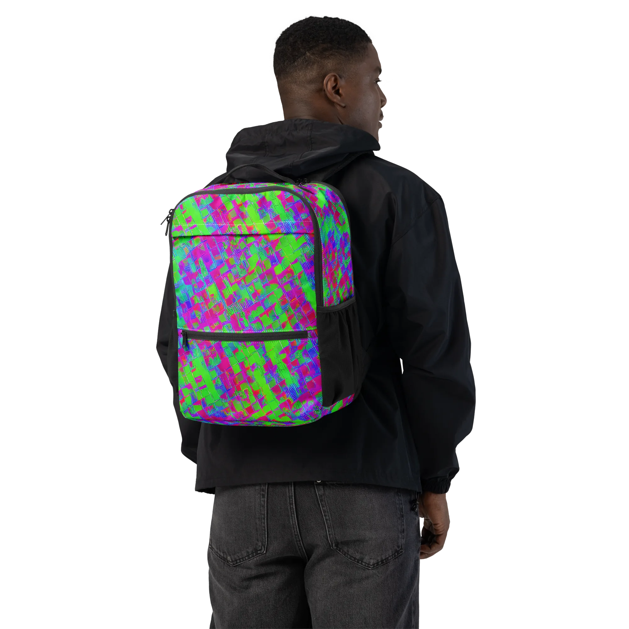 Neon Tapestry on Utility Backpack — Back