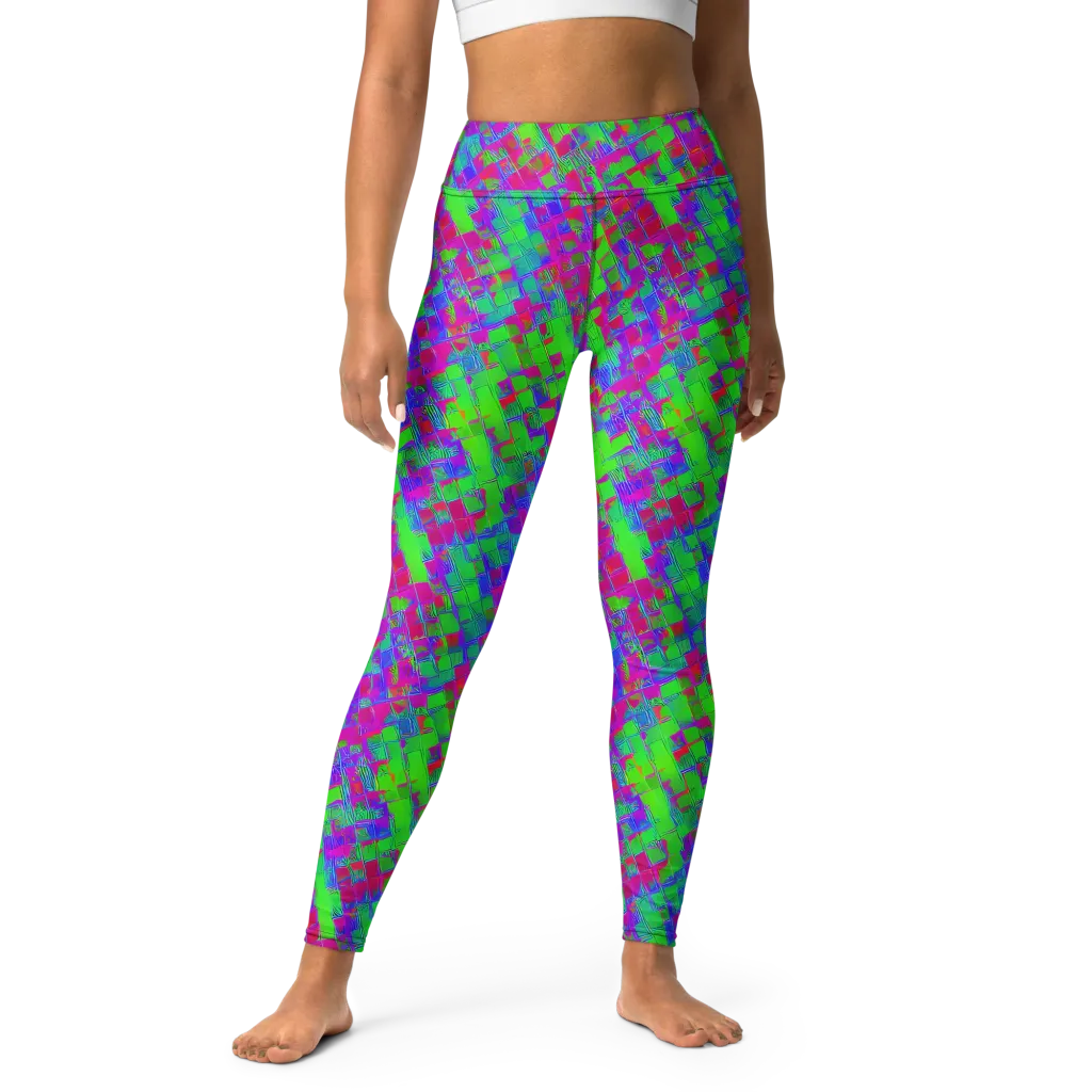 Neon Tapestry on Yoga Leggings — Front