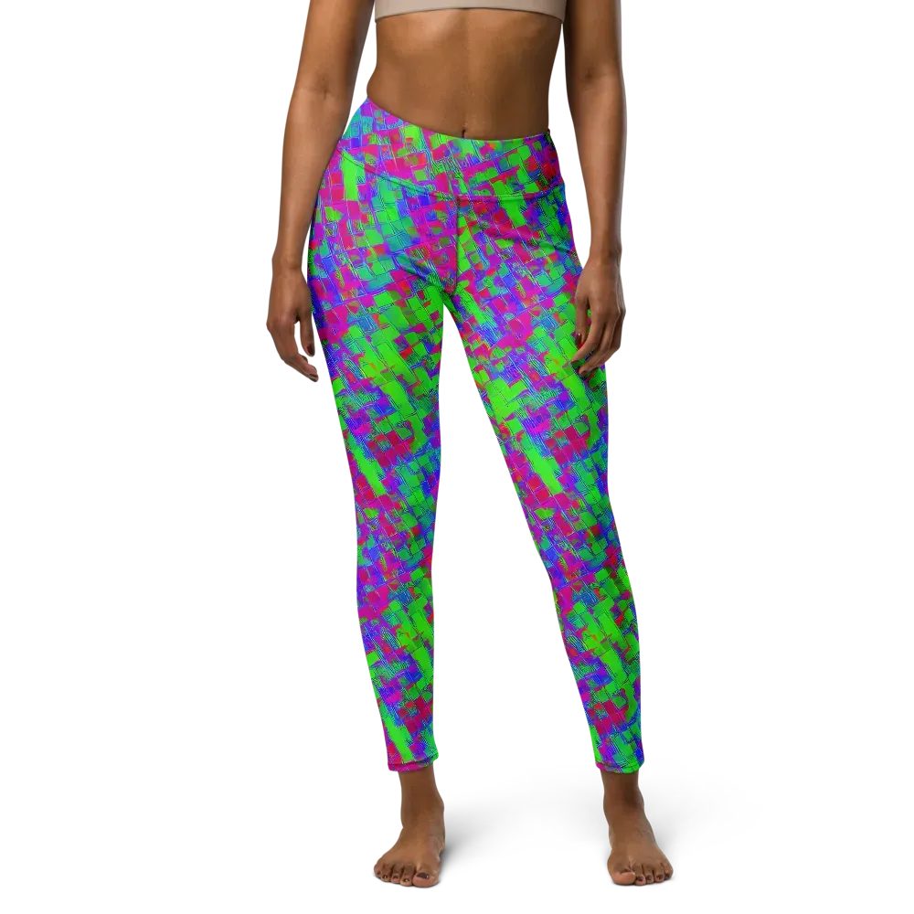 Neon Tapestry on Yoga Leggings — Front