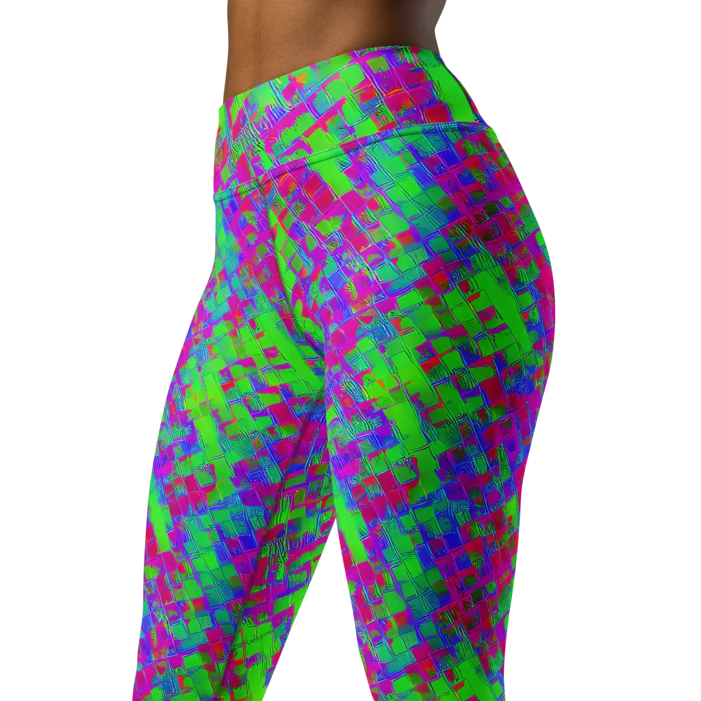 Neon Tapestry on Yoga Leggings — Left Front