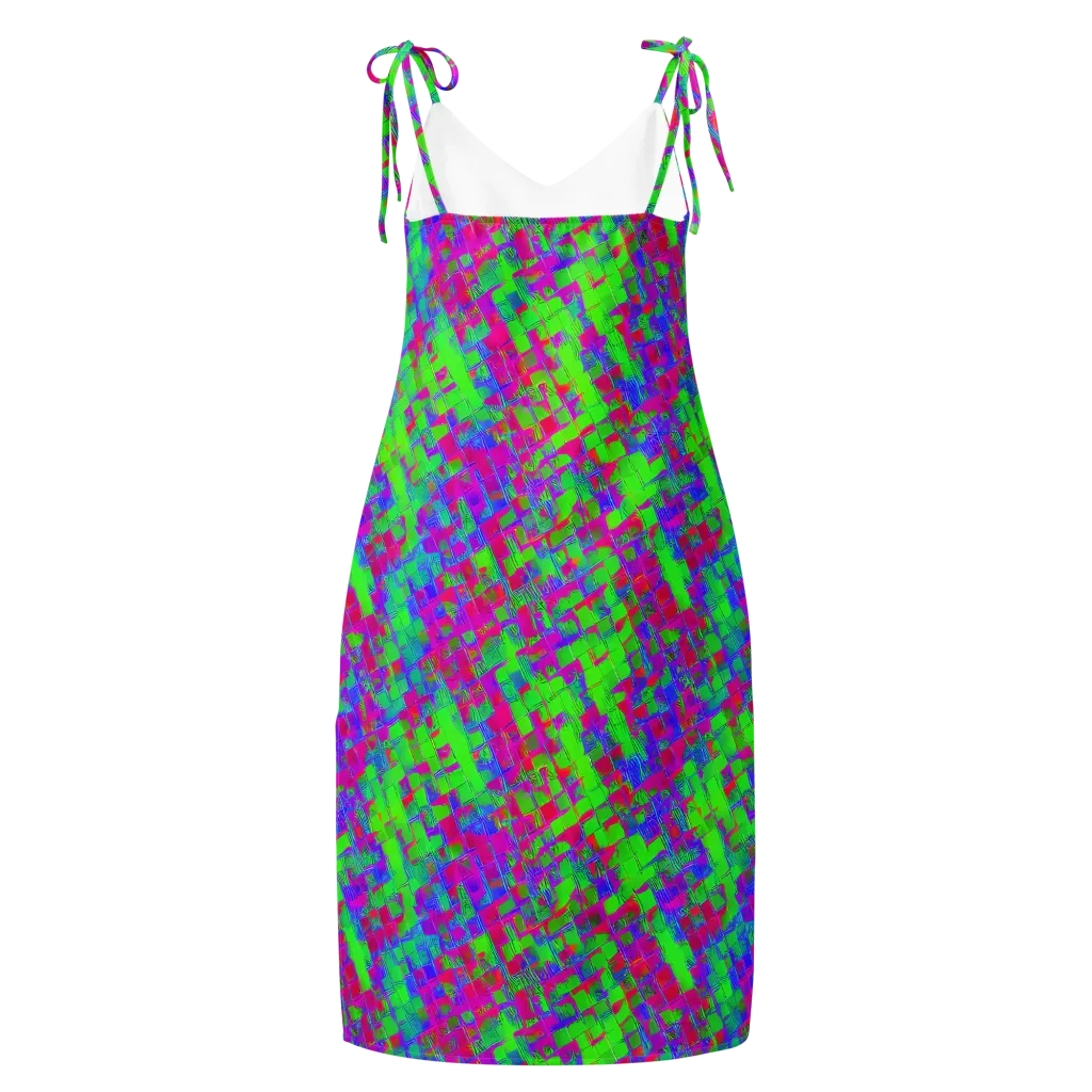 Neon Tapestry on Slip Dress — Back