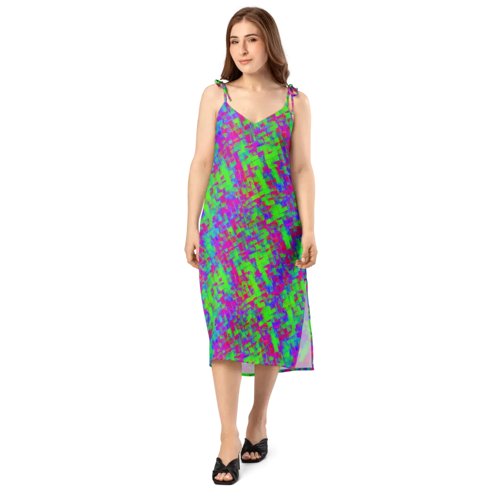 Neon Tapestry on Slip Dress — Front