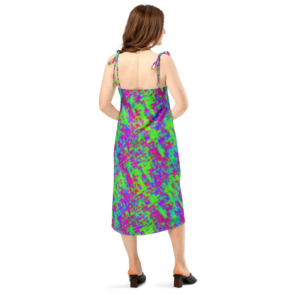 Neon Tapestry on Slip Dress — Back