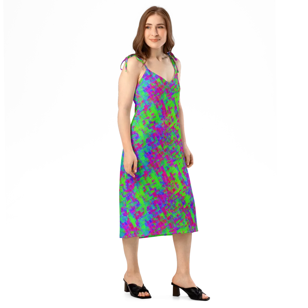Neon Tapestry on Slip Dress — Right Front
