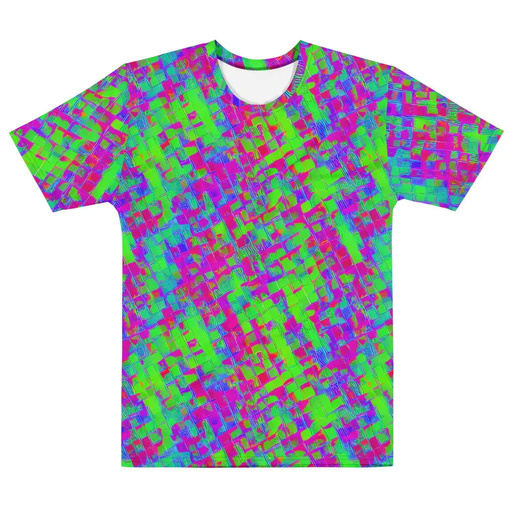 Neon Tapestry on Men's Cotton Crew Neck T-Shirt — Front