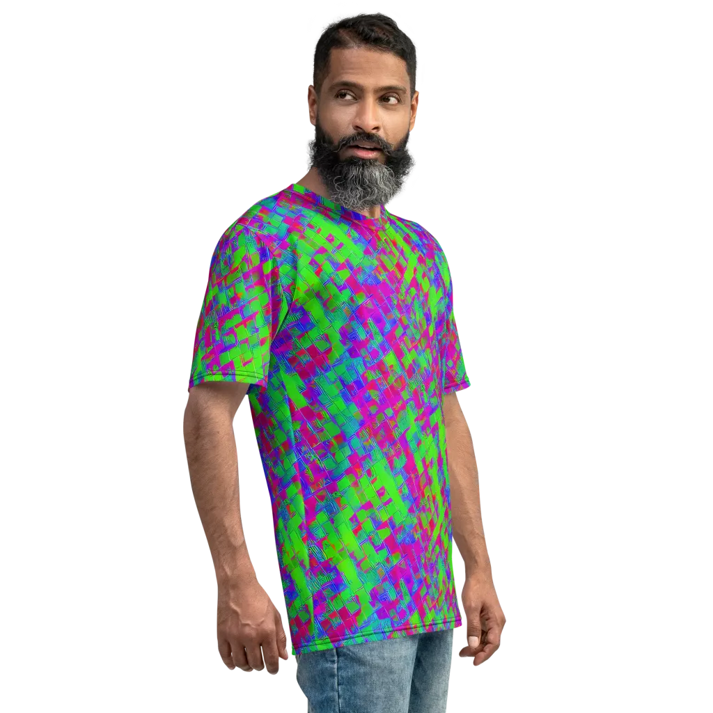 Neon Tapestry on Men's Crew Neck T-Shirt — Right