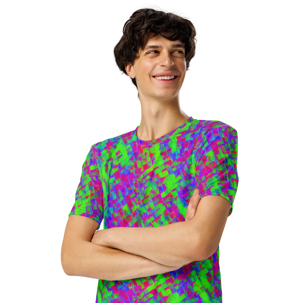 Neon Tapestry on Men's Crew Neck T-Shirt — Left Front