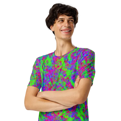 Neon Tapestry on a Men's Crew Neck T-Shirt