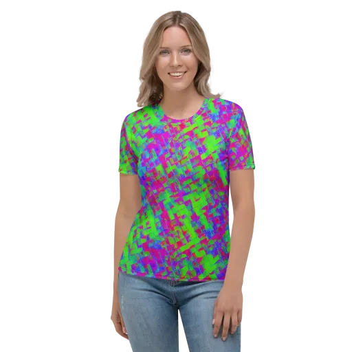Neon Tapestry on a Women's Crew Neck T-Shirt