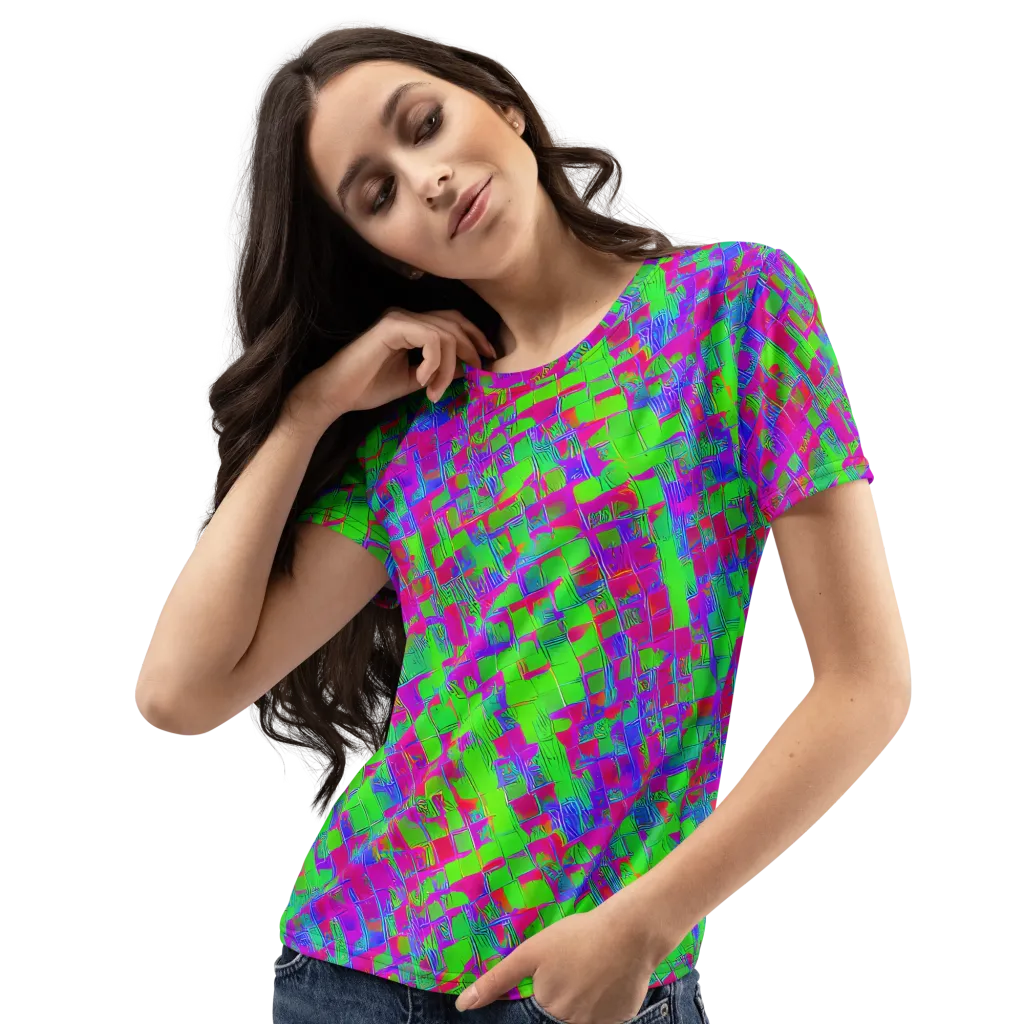Neon Tapestry on Women's Crew Neck T-Shirt — Left Front