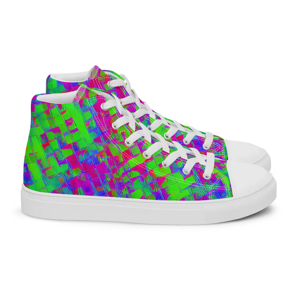 Neon Tapestry on Women's High Top Canvas Shoes — Right