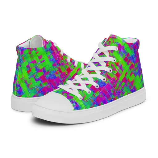 Neon Tapestry on a Women's High Top Canvas Shoes