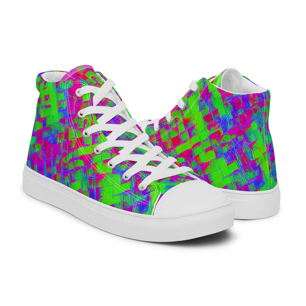 Neon Tapestry on Women's High Top Canvas Shoes — Right