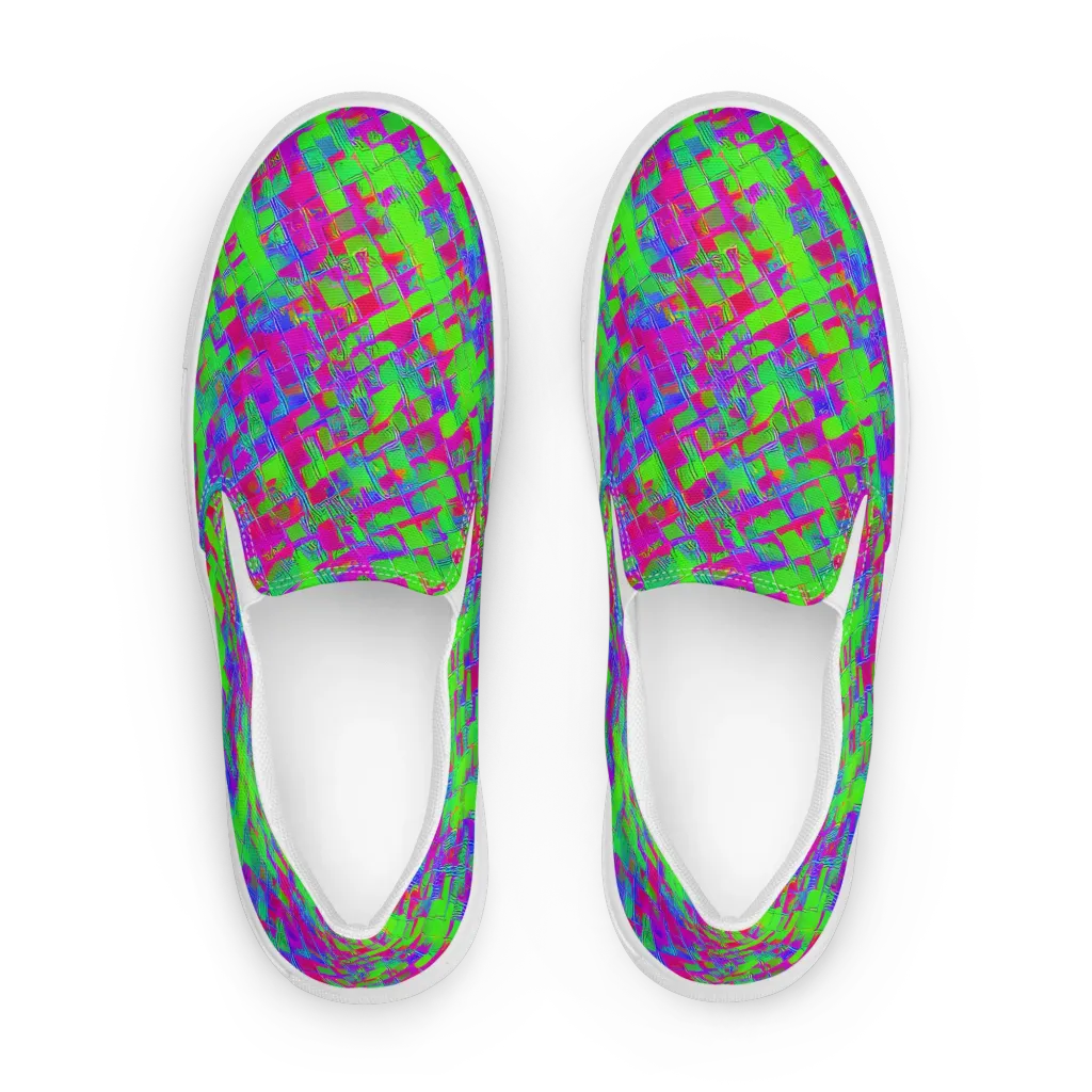 Neon Tapestry on Men's Slip-On Canvas Shoes — Front