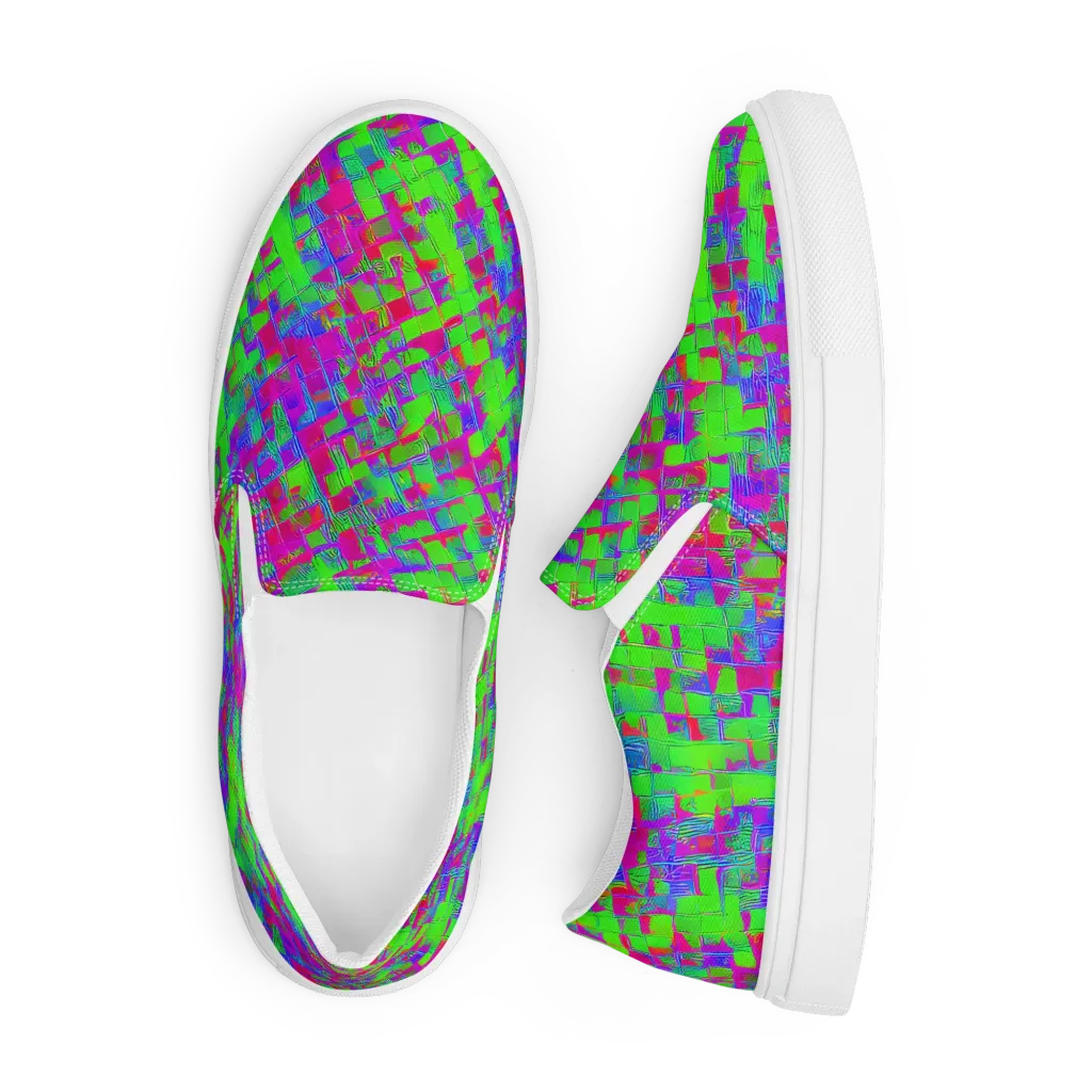Neon Tapestry on Men's Slip-On Canvas Shoes — Front