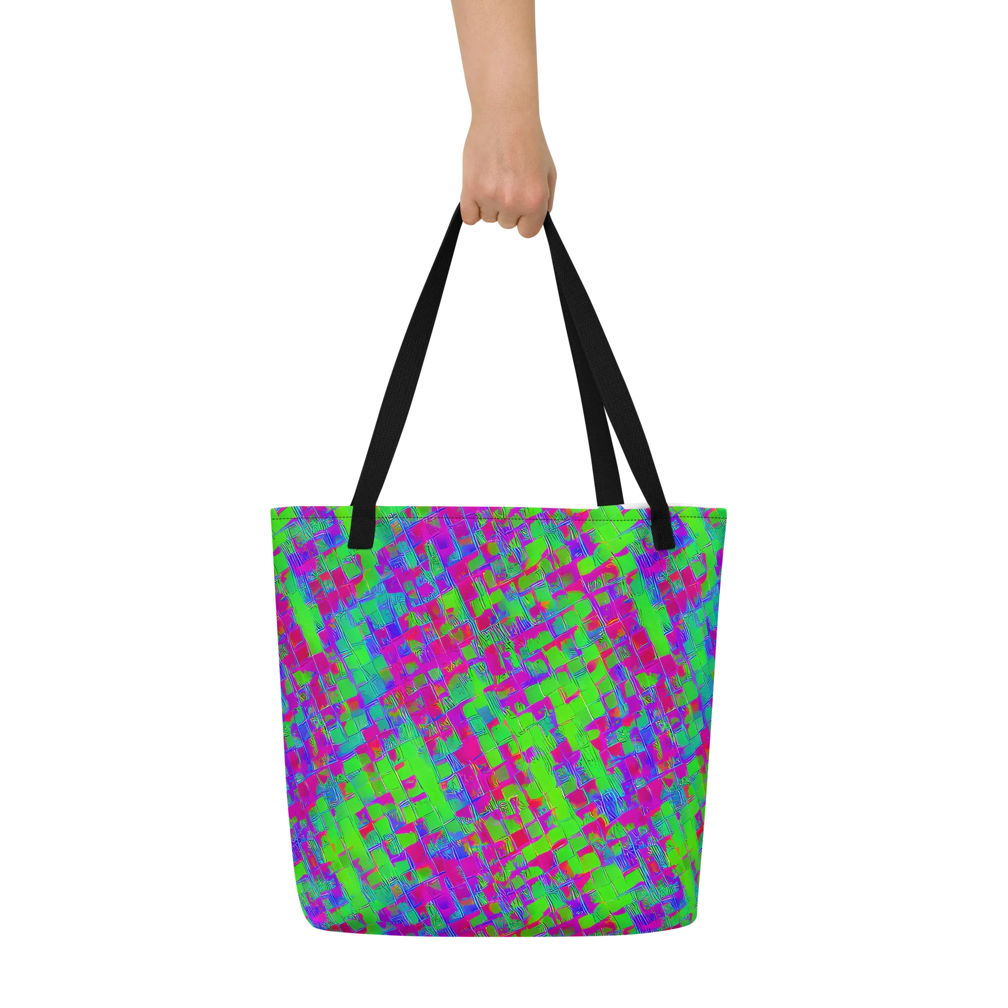 Neon Tapestry on Large Tote Bag W/ Pocket — Front