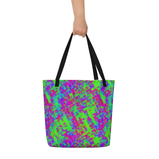 Neon Tapestry on a Large Tote Bag W/ Pocket